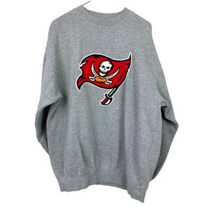 NFL Tampa Bay Buccaneers Gray Red Pirate Flag Sweatshirt Mens Large